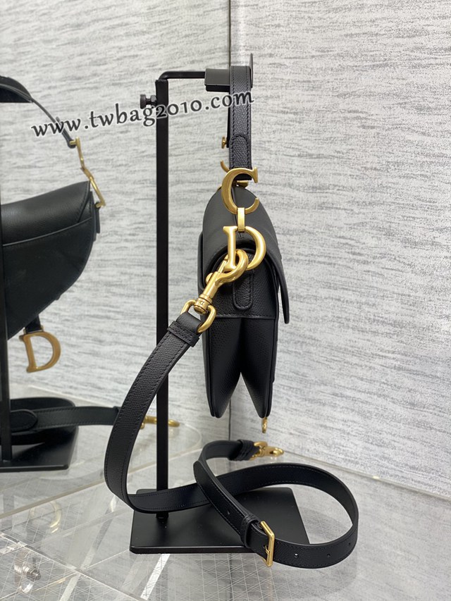 Dior专柜新款迪奥顶级原单原厂皮黑色小号经典马鞍包 djfk1097